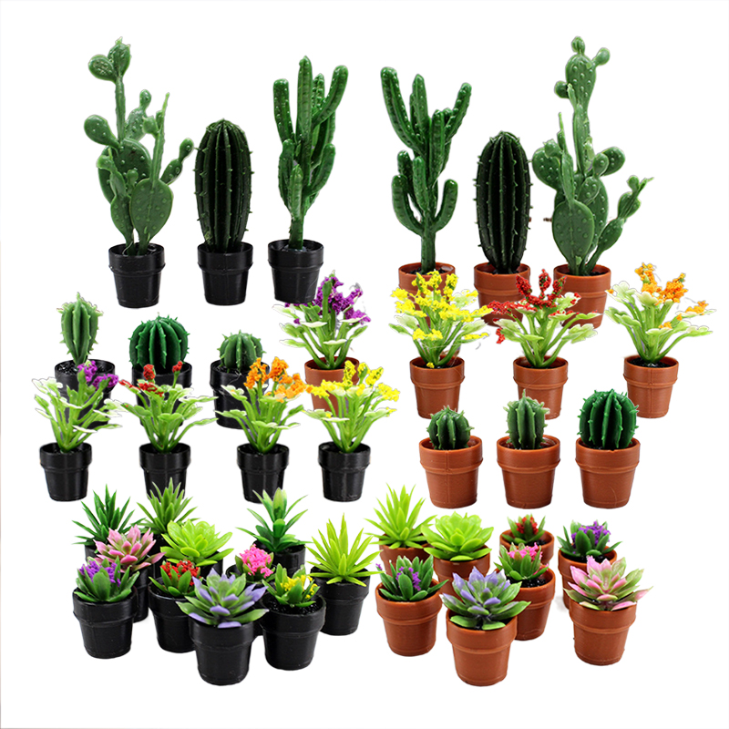 Succulent Set - 8Pcs Miniature Plastic Potted Plants with