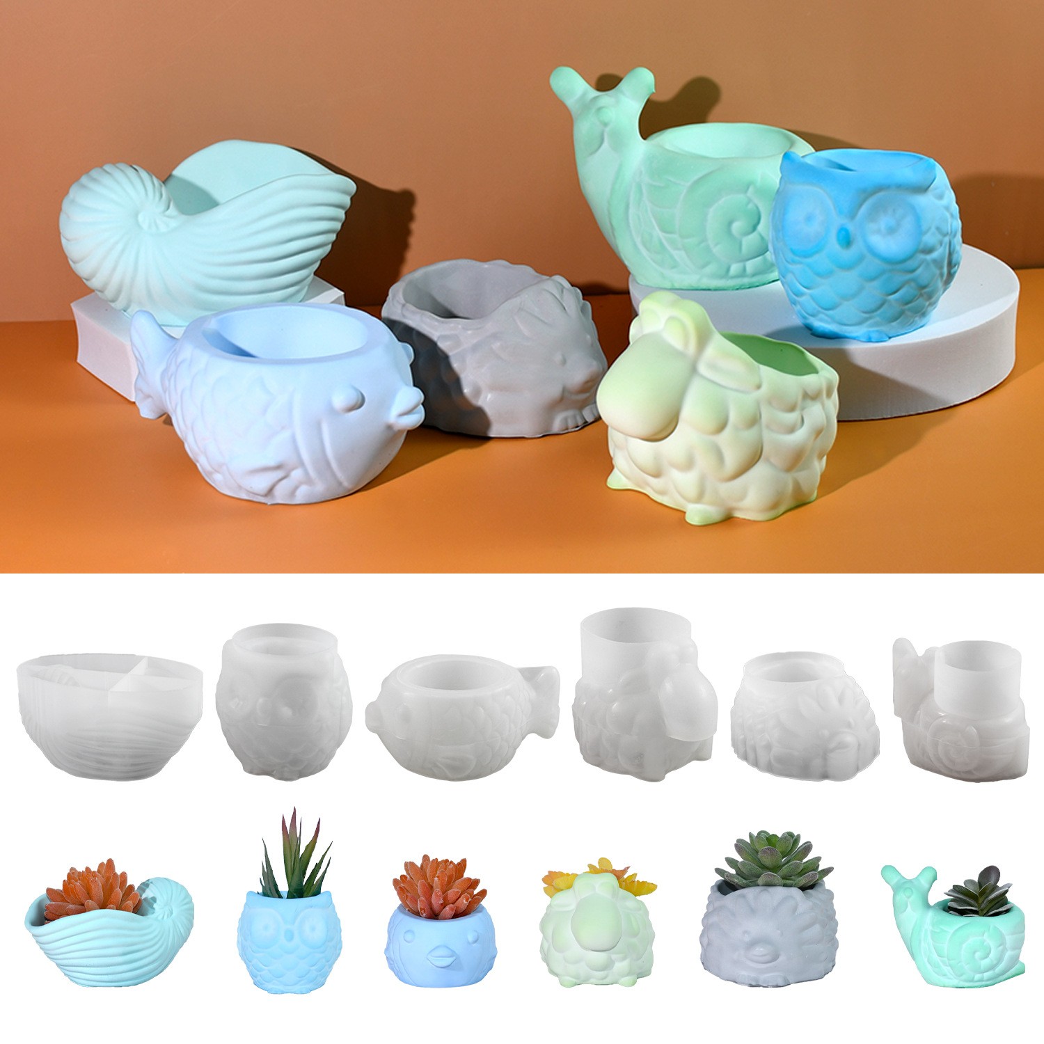 3D Animal Flower Pot Silicone  - Succulent Set review and price