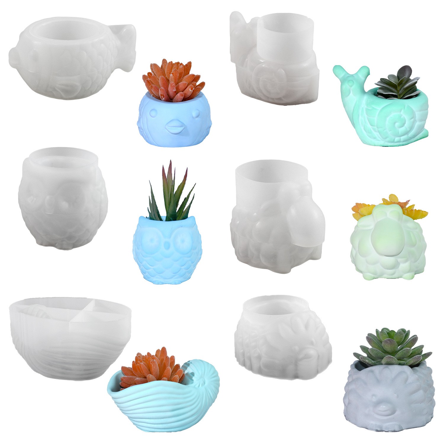 3D Animal Flower Pot Silicone  - Succulent Set review and price