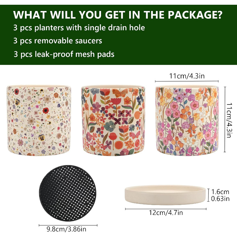 3Pcs Floral Ceramic Planters w - Snake Plant Ceramic review and price
